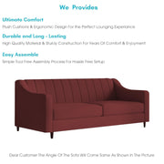 Mobius 3 Seater Sofa Set for Living Room (Maroon Colour Sofa) Premium Fabric Sofa for Living Room