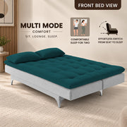 Casaliving Danny Sofa Cum Bed for Living Room Premium Fabric Sofa New 3 Seater Sofa Cum Bed Velvet Fabric with 2 Cushions and Suitable for All Indoor (Black Grey)