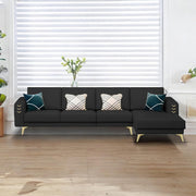 Falco RHS 6 Seater L Shape Sofa Set for Living Room (Black Fabric) Premium Fabric Sofa