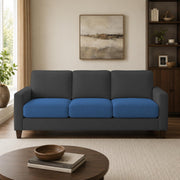 Casaliving Gladino Modern Velvet Fabric Sofa, Tufted Design Upholstered 3 Seater Sofa Set for Living Room, Premium Velvet Fabric Sofa (Black)