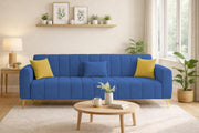 Velour Modern Velvet Sofa, Tufted Design Upholstered 3 Seater Sofa Set for Living Room, (Black Colour) Premium Velvet Fabric Sofa