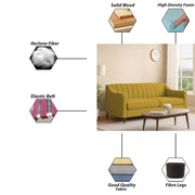 Mobius 3 Seater Sofa Set for Living Room (Yellow Colour Sofa) Premium Fabric Sofa for Living Room