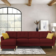 Lizel LHS 6 Seater L Shape Sofa Set for Living Room (Maroon Fabric) Premium Velvet Fabric Sofa