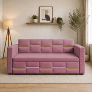 Casaliving Mordo 3 Seater Sofa Cum Bed for Living Room (Black Fabric) Premium Fabric Sofa Set