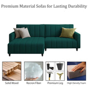 Netlie 4 Seater LHS L Shape Sofa Set for Living Room (Pine Fabric) Premium Fabric Sofa Set for Living Room