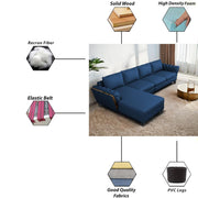 Casaliving Xavier LHS 6 Seater L Shape Sofa Set for Living Room (Blue Colour) Premium Fabric Sofa Set