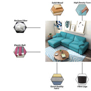 Martin 4 Seater LHS L Shape Sofa Set for Living Room (Turquise Colour Fabric)