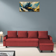 Asper RHS 6 Seater L Shape Sofa Set for Living Room (Maroon Fabric) Premium Fabric Sofa