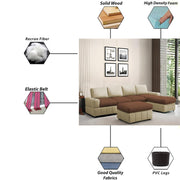 Rone 6 Seater L-Shaped & U-Shaped Sofas Set for Living Room – (Cream Brown Colour Fabric) Premium Comfort Sofa