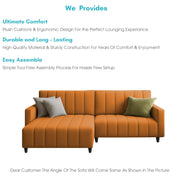 Netlie 4 Seater LHS L Shape Sofa Set for Living Room (Orange Fabric) Premium Fabric Sofa Set for Living Room
