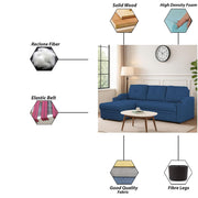 Casaliving Ravonna LHS 4 Seater L Shape Corner Sofa Cum Bed for Living Room (Blue Fabric) Premium Fabric Sofa