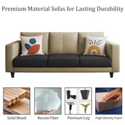 Mikasa 3 Seater Sofa Set for Living Room (Cream Black Colour Fabric) Premium Fabric Sofa