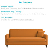 Premium Valkyrie 3 Seater Sofa Set 3 Seater Modern Sofa Set for Living Room (Orange Color Fabric)