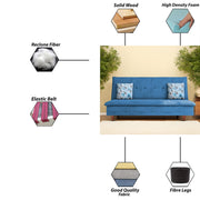 Calvin 3 Seater Sofa Cum Bed for Living Room (Black Fabric) Premium Fabric Sofa