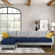 Lizel LHS 6 Seater L Shape Sofa Set for Living Room (Blue Grey Fabric) Premium Velvet Fabric Sofa