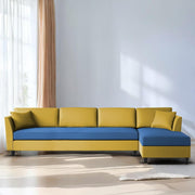 Casaliving Marvin LHS 4 Seater L Shape Sofa Set for Living Room (Black Fabric) Premium Fabric Sofa