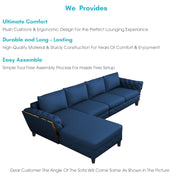 Casaliving Xavier LHS 6 Seater L Shape Sofa Set for Living Room (Blue Colour) Premium Fabric Sofa Set