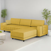 Linus RHS 4 Seater L Shape Sofa Set for Living Room (Yellow Fabric) Premium Fabric Sofa