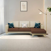 Falco RHS 4 Seater L Shape Sofa Set for Living Room (Cream Brown Fabric) Premium Fabric Sofa