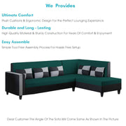 Nordy RHS 6 Seater L Shape Sofa Set for Living Room (Pine Black Colour) Premium Fabric Sofa Set