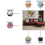 Aria RHS 4 Seater L Shape Sofa Set for Living Room (Maroon) Premium Fabric Sofa Set