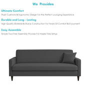 Premium Valkyrie 3 Seater Sofa Set 3 Seater Modern Sofa Set for Living Room (Black Color Fabric)