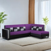 Nordy RHS 6 Seater L Shape Sofa Set for Living Room (Purple Black Colour) Premium Fabric Sofa Set