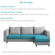 Mikasa 4 Seater RHS L Shape Sofa Set for Living Room (Turquise Grey Fabric) Premium Fabric Sofa Set for Living Room