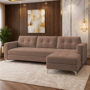 Casaliving Flexora Modern Velvet Fabric Upholstered 3 Seater Sofa Set with Ottoman for Living Room, Premium Velvet Fabric Sofa (Black Colour)