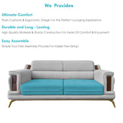 Falconar 3 Seater Sofa Set for Living Room (Turquise Grey Fabric) Premium Fabric Sofa