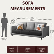 Mikasa 3 Seater Sofa Set for Living Room (Black Grey Colour Fabric) Premium Fabric Sofa