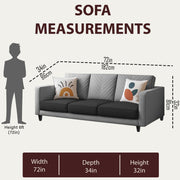 Casaliving Mikasa 3 Seater Sofa Set for Living Room (Black Colour Fabric) Premium Fabric Sofa