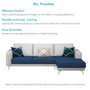 Falco RHS 4 Seater L Shape Sofa Set for Living Room (Blue Grey Fabric) Premium Fabric Sofa