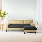 Casaliving Amelia RHS 6 Seater L Shape Sofa Set for Living Room (Black Fabric) Premium Fabric Sofa