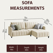 Netlie 4 Seater RHS L Shape Sofa Set for Living Room (Cream Fabric) Premium Fabric Sofa Set for Living Room