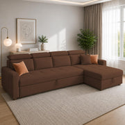 Casaliving Gagnon LHS 4 Seater L Shape Corner Sofa Cum Bed for Living Room with Storage (Black Fabric) Premium Fabric Sofa Cum Bed
