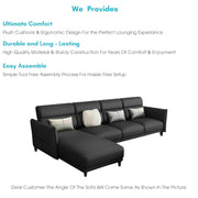 Casaliving Skynet LHS 6 Seater L Shape Sofa Set for Living Room (Black Colour) Premium Fabric Sofa Set