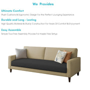 Kaven 3 Seater Sofa Set for Living Room (Cream Black Colour Fabric) Premium Fabric Sofa