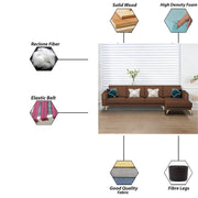 Falco RHS 6 Seater L Shape Sofa Set for Living Room (Brown Fabric) Premium Fabric Sofa