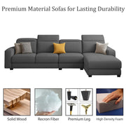 Orion RHS 6 Seater L Shape Sofa Set for Living Room (Dark Grey Colour) Premium Fabric Sofa