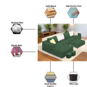 Badger RHS 8 Seater L Shape Sofa Set with Center Table for Living Room (Grey Fabric) Premium Fabric Sofa