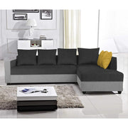 Rio RHS 6 Seater L Shape Sofa Set for Living Room (Black Grey Fabric)