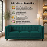Casaliving Fento 3 Seater Sofa Set for Living Room, 3 Seater (Black) Colour Premium Velvet Fabric Sofa