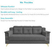 Julio 3 Seater Sofa Set for Living Room (Dark Grey Colour Fabric) Premium Fabric Sofa