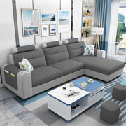 Lanorome RHS 4 Seater L Shape Sofa Set for Living Room- (Dark Grey) Premium Fabric Sofa