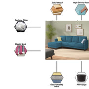 Swaloni LHS 6 Seater L Shape Sofa Set for Living Room (Turquise) Premium Fabric Sofa