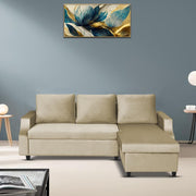Asper RHS 4 Seater L Shape Sofa Set for Living Room (Cream Fabric) Premium Fabric Sofa