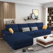 Casaliving Seams LHS 6 Seater L Shape Sofa Set for Living Room (Blue) Premium Fabric Sofa