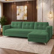 Casaliving Flexora Modern Velvet Fabric Upholstered 3 Seater Sofa Set with Ottoman for Living Room, Premium Velvet Fabric Sofa (Black Colour)