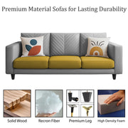 Casaliving Mikasa 3 Seater Sofa Set for Living Room (Black Colour Fabric) Premium Fabric Sofa